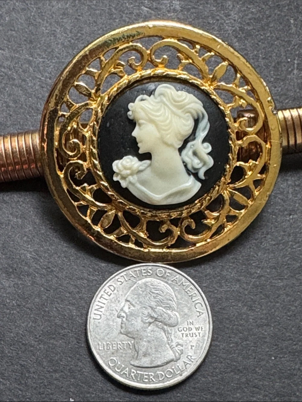 Vintage Cameo Gold Stretch Snake Belt